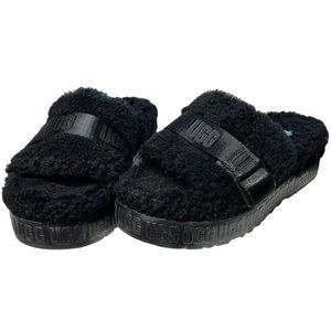 UGG Fluffita Black Slip Ons Platform Slides 9